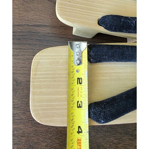 Traditional Japanese Wooden Geta Sandals With Black Velvet Straps 9.5 Inch Size - Picture 9 of 15